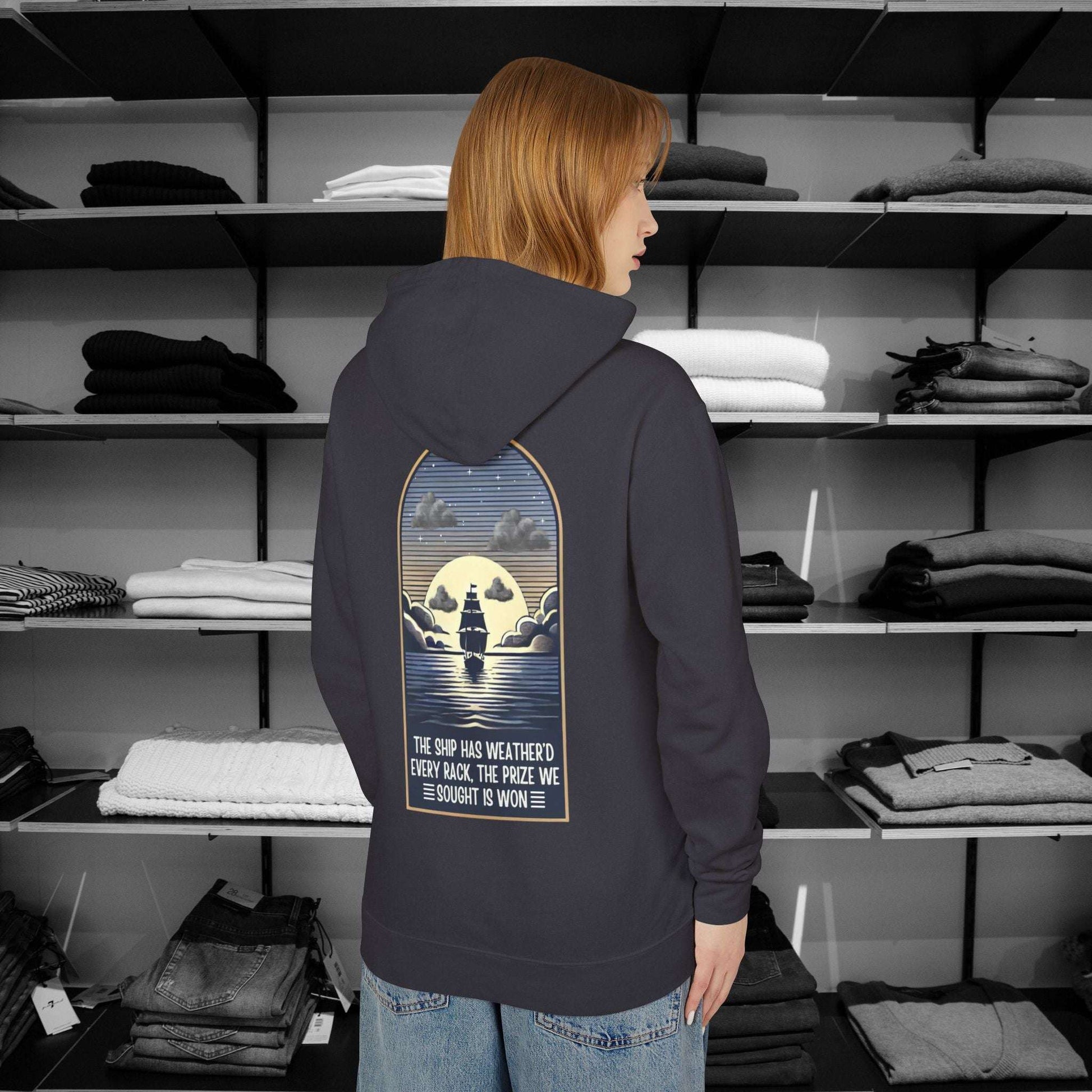 Honor the legacy of Walt Whitman's "O Captain! My Captain!" with this beautifully crafted Poetry Clothing hoodie. Inspired by the timeless elegy for Abraham Lincoln.