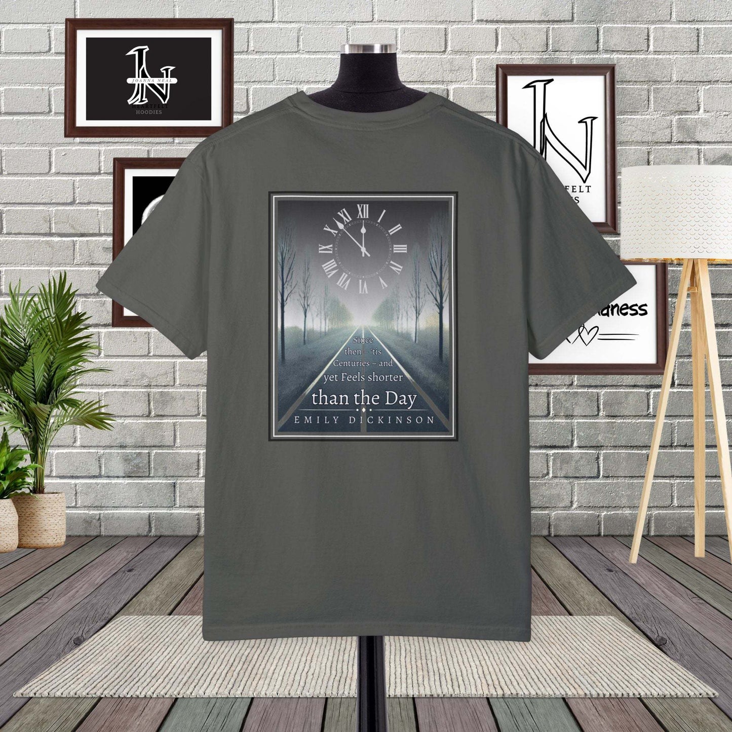 Step into the world of Poetry Clothing with Emily Dickinson, this beautifully designed T-shirt Inspired by the reflective tone of "Because I Could Not Stop for Death