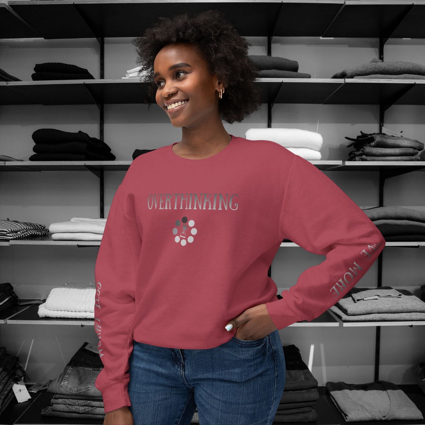 The Hooded Overthinker Sweatshirt, a stylish and meaningful piece designed for anyone who knows the struggle of overthinking. Similar to the one's seen on Shark Tank