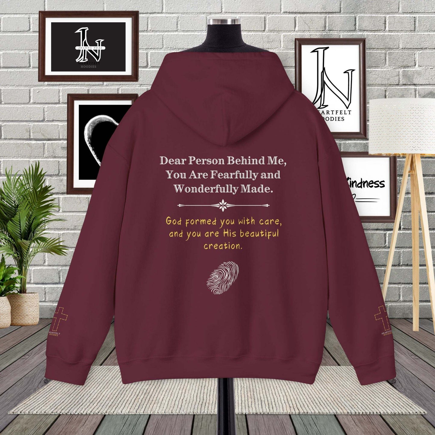 Dear Person Behind Me Hoodie You Are Fearfully and Wonderfully Made. God formed you with care, and you are His beautiful creation. Adorned with a single fingerprint 