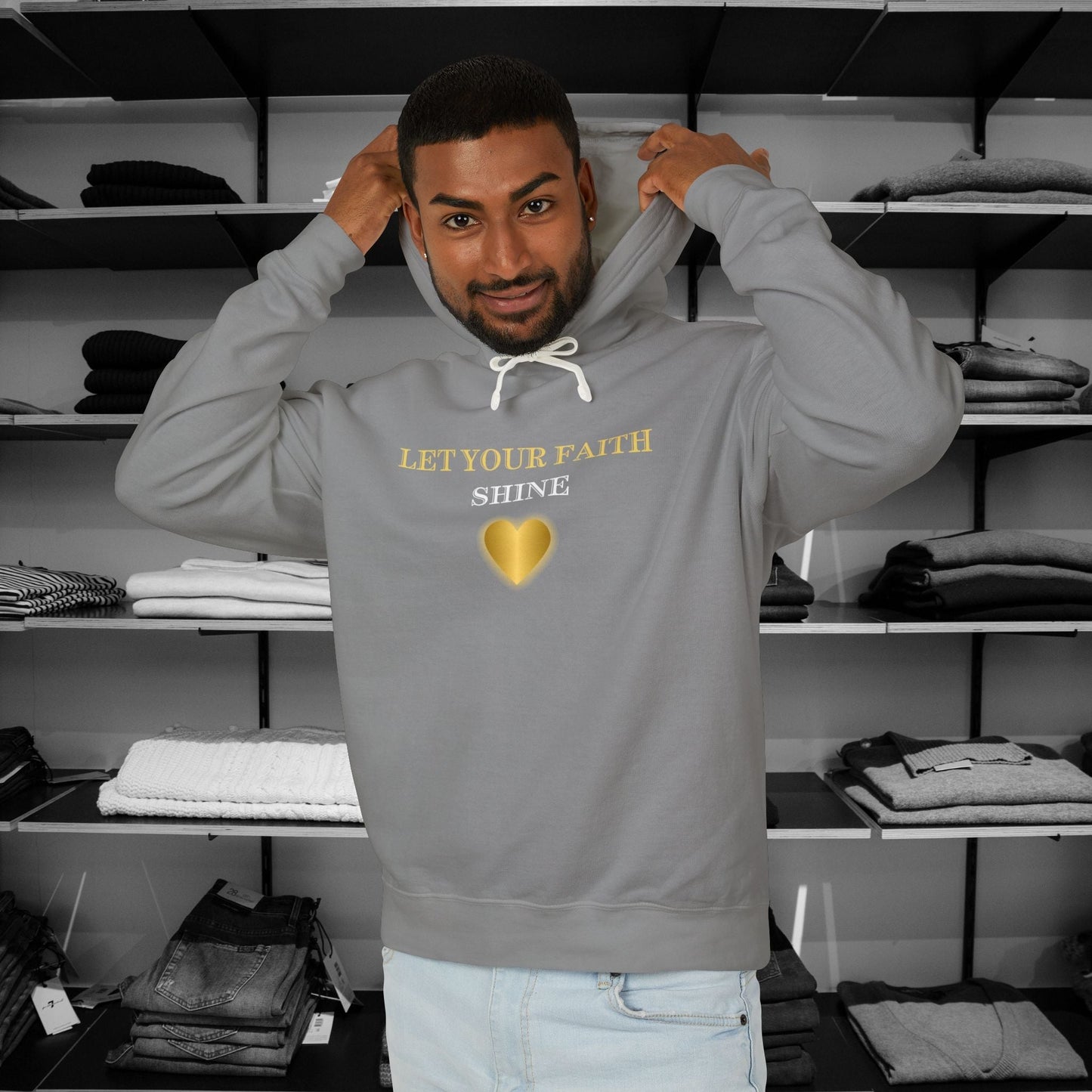 Wrapping yourself up in love and encouragement is a must with our Dear Person Behind Me Hoodie, straight from our christian hoodies collection "Let Your Light Shine"