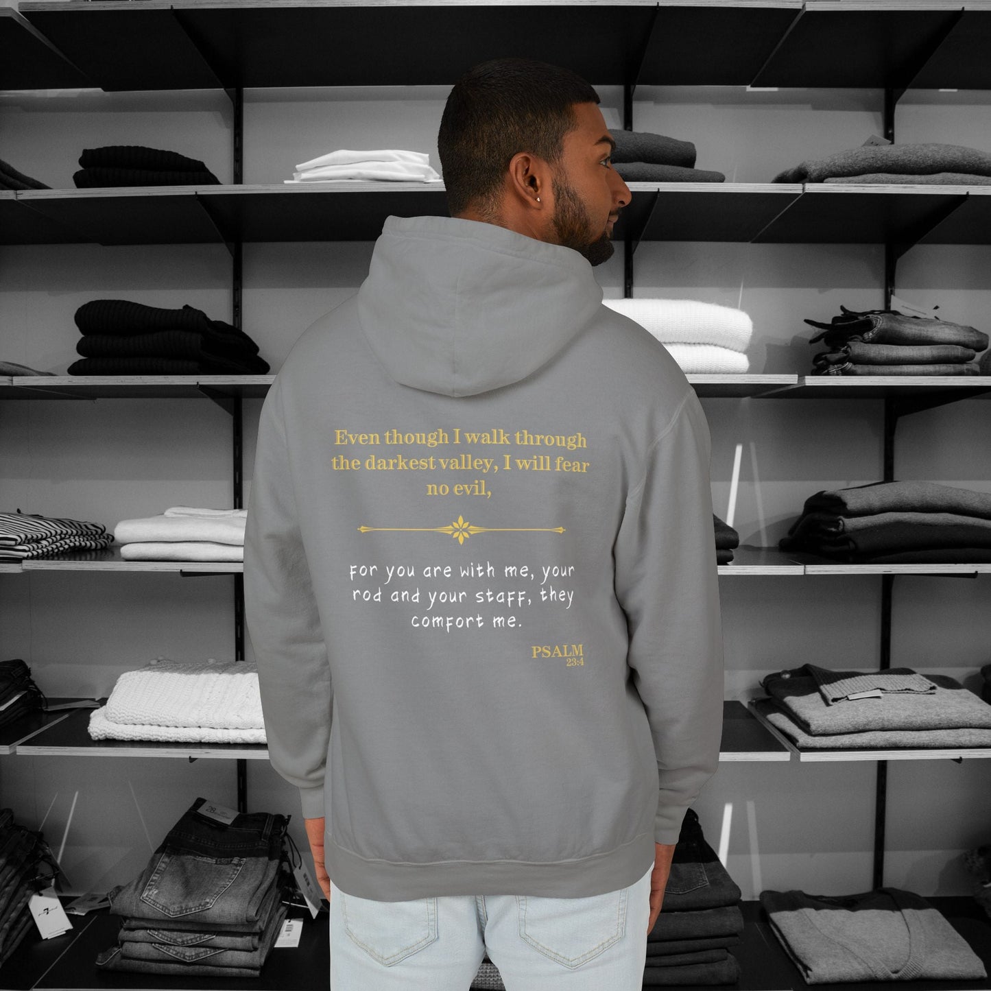 Find comfort in faith with our Psalm 23:4 Inspirational Hoodie. Part of our premium Christian Hoodies collection, crafted with soft Comfort Colors fabric. Wear your beliefs close, spread hope, and stay cozy. Perfect for daily inspiration or thoughtful gifting