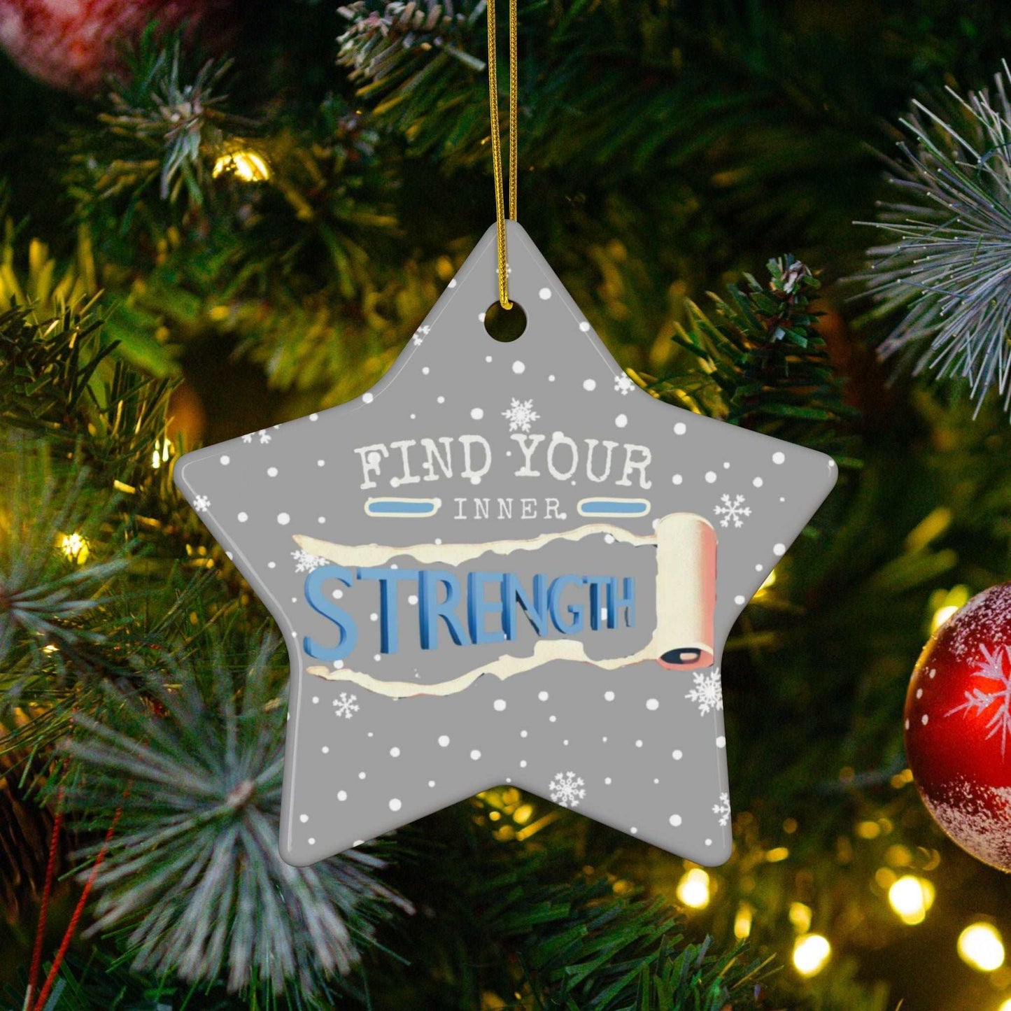 At Heartfelt Hoodies our Seasonal accessories are now available. Check out our Mental Health premium ceramic Christmas ornaments including this "Find Your Inner Strength" Christmas tree ornament available in 4 shapes and colors.