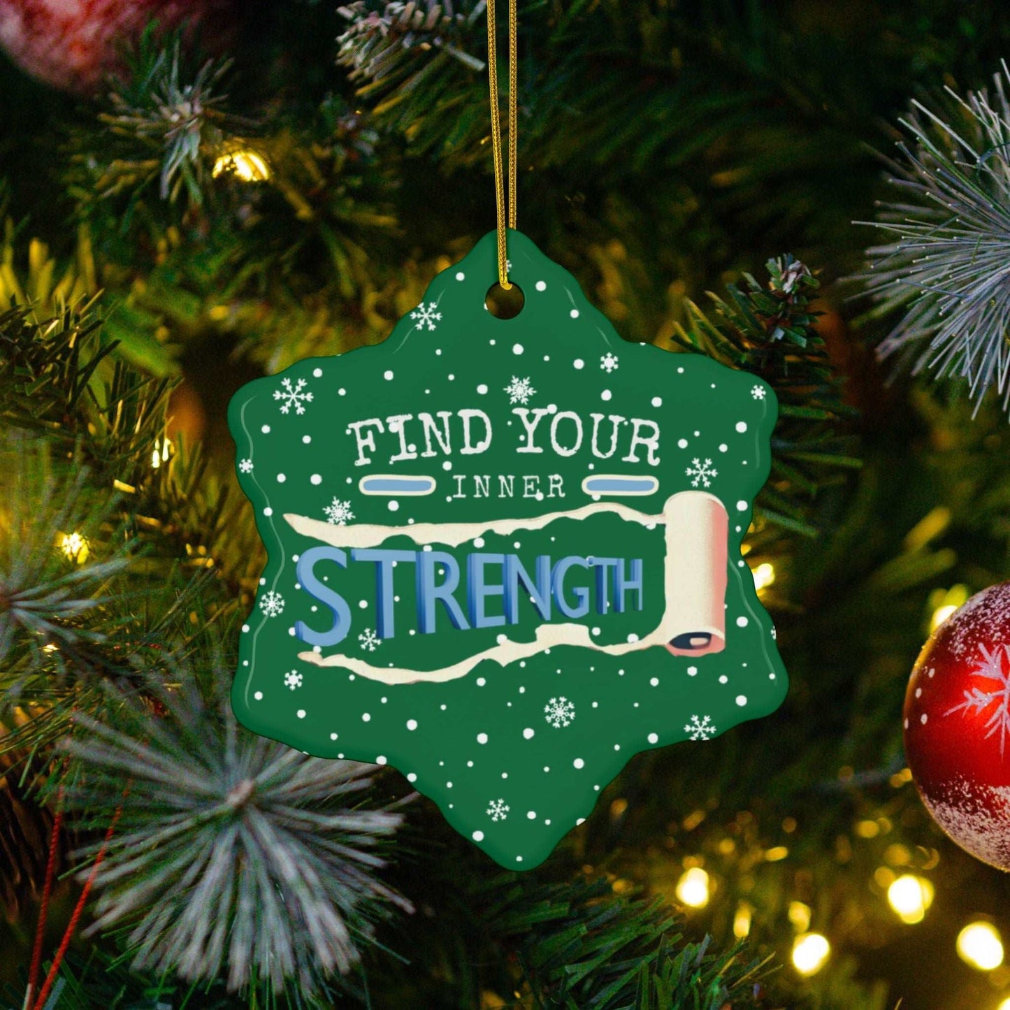 At Heartfelt Hoodies our Seasonal accessories are now available. Check out our Mental Health premium ceramic Christmas ornaments including this "Find Your Inner Strength" Christmas tree ornament available in 4 shapes and colors.